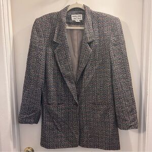 Vintage Focus 2000 Silk Tweed Blazer Jacket Women’s Size 10 Multi-Colored‎
